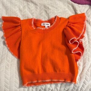 Day + Moon Orange Ruffle Sleeve Sweater